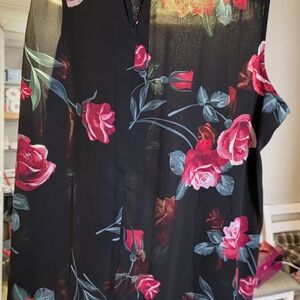Torrid Black Floral Blouse